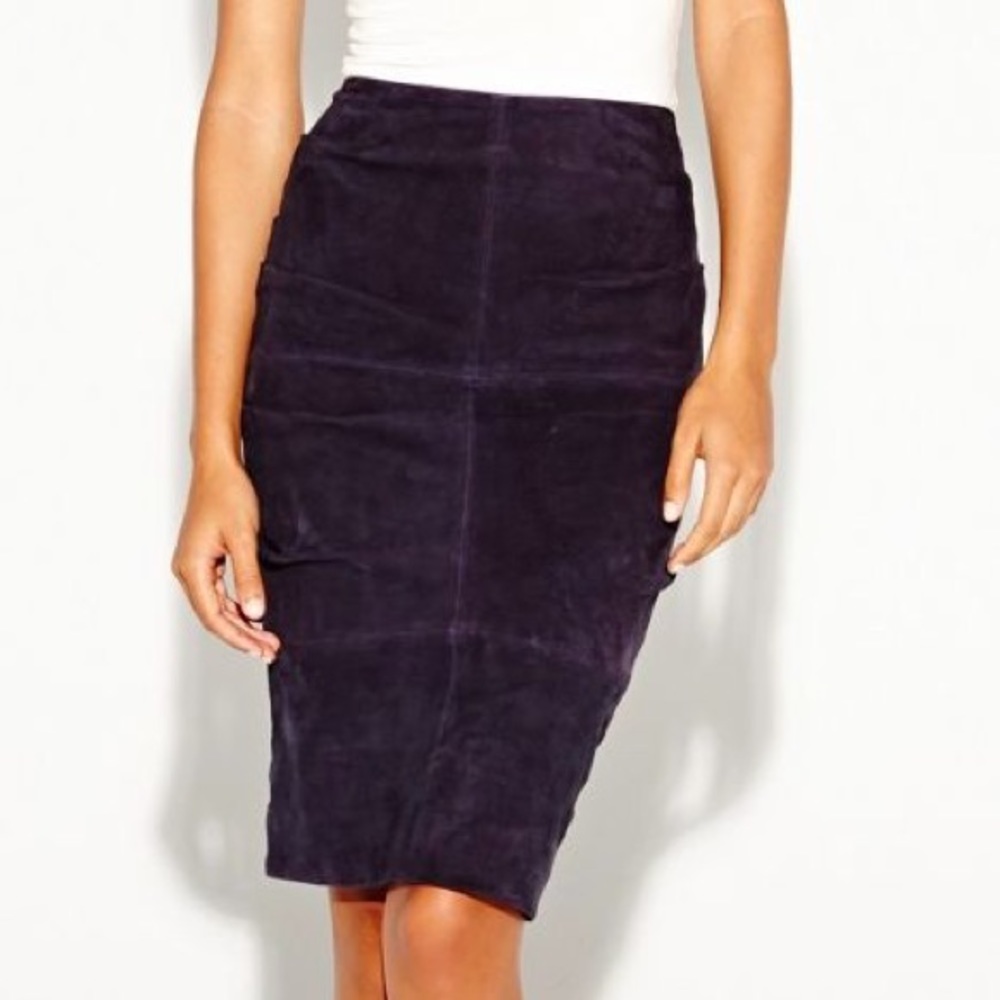 Nicole Miller plum 1/2 suede sandy skirt sz 4